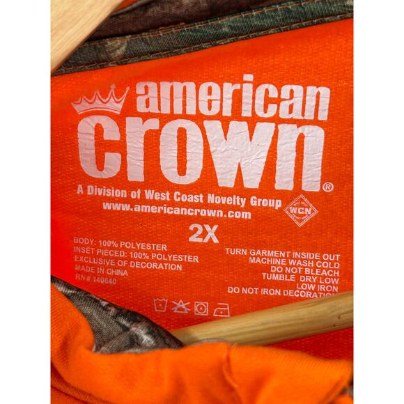American Crown Texas Deer Logo 1/4 Zip Pullover - Orange Camo (Men’s XXL - Picture 10 of 11